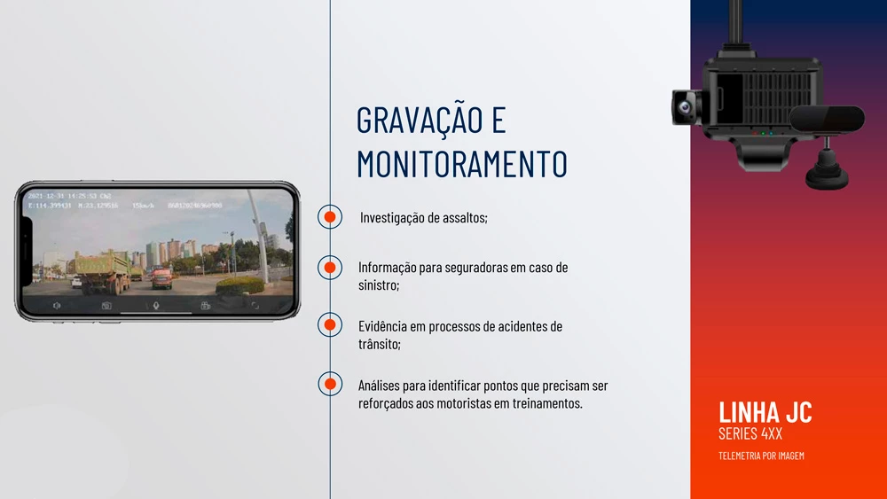 Dashcam instalada em veículo